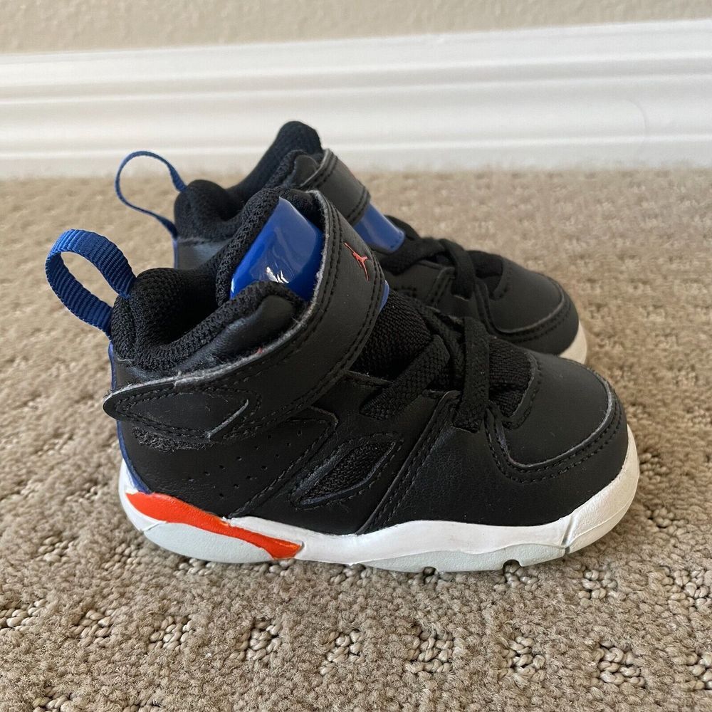 Nike Air Jordan Flight Club '91 Gym Sneakers Shoes Toddler 4C Black Blue Orange